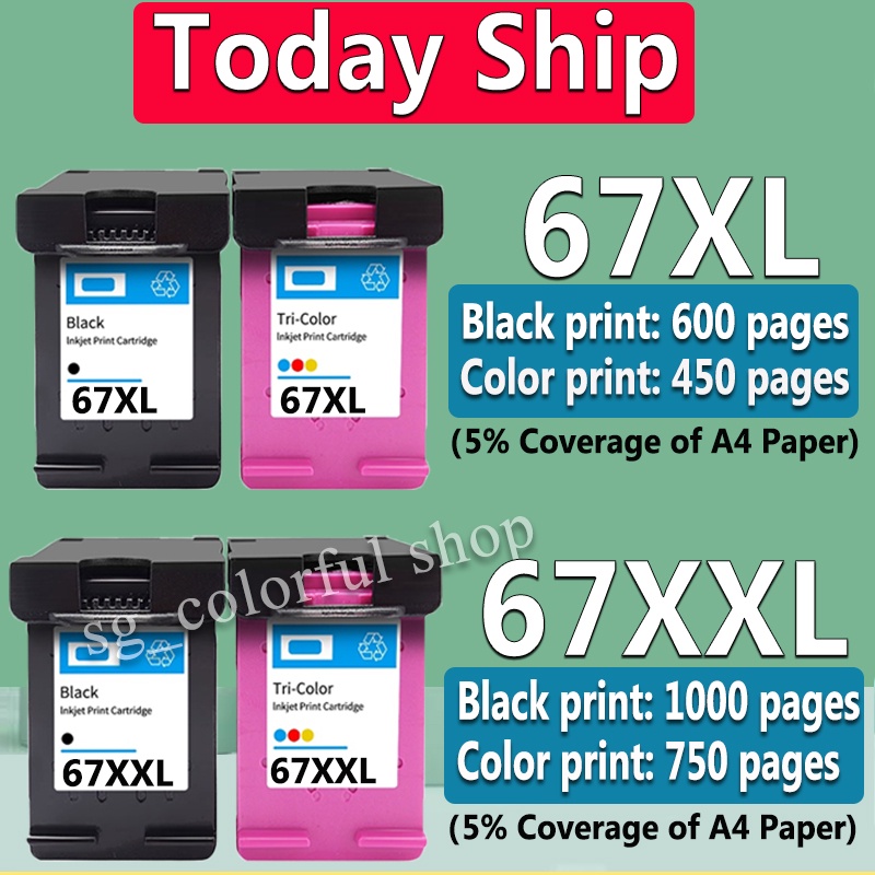 For HP 67 HP 67XL HP 67XXL refillable Ink Cartridge For HP 1200 2700 ...