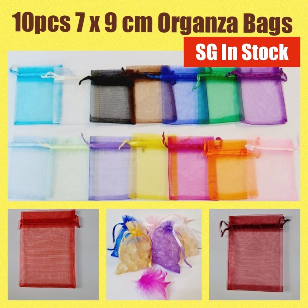 [SG Seller] 10 pcs 7 x 9 cm Organza bags drawstring bags gift bags