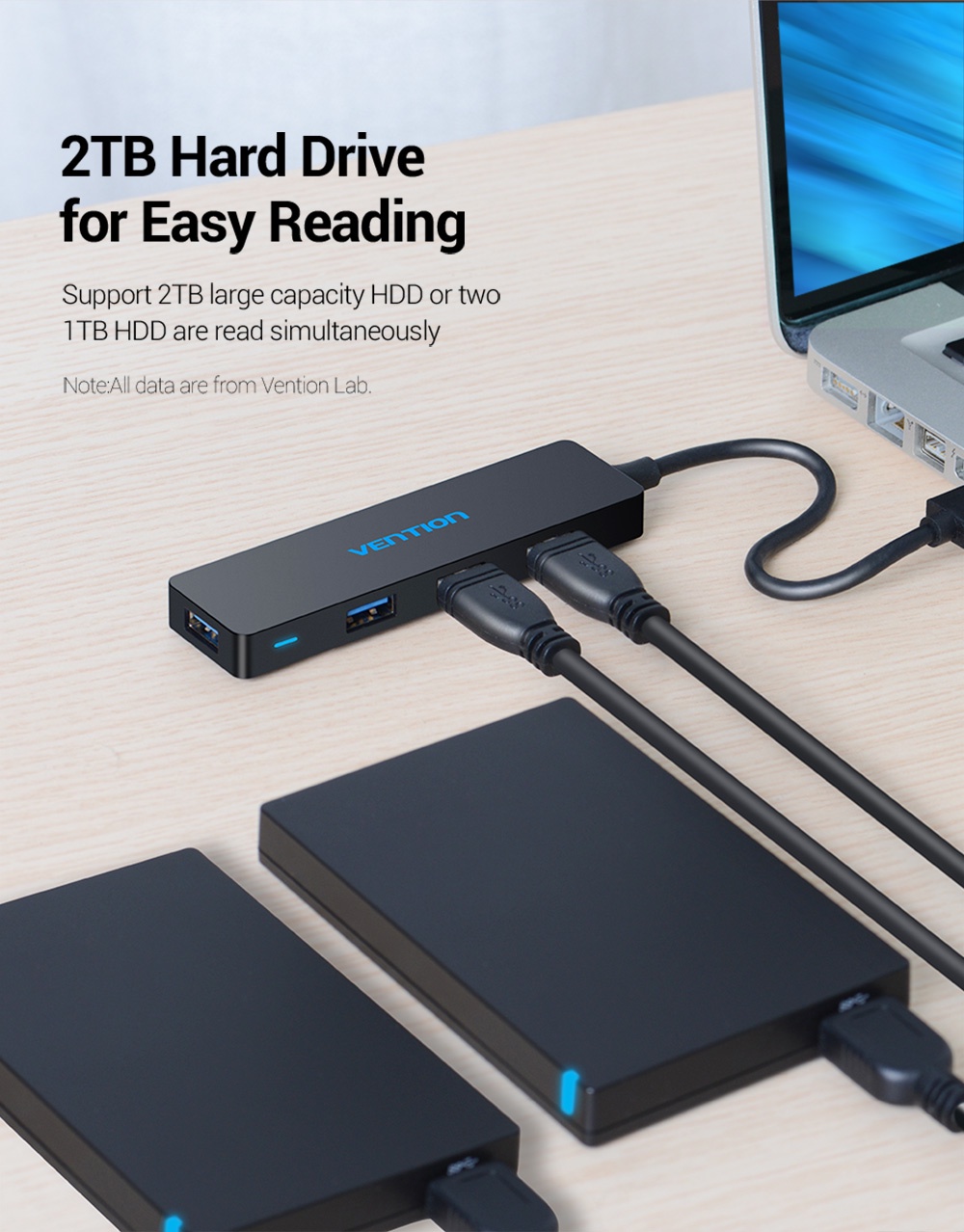 Vention USB C Hub 4 Ports Ultra Slim Fast Data USB Splitter Compatible ...