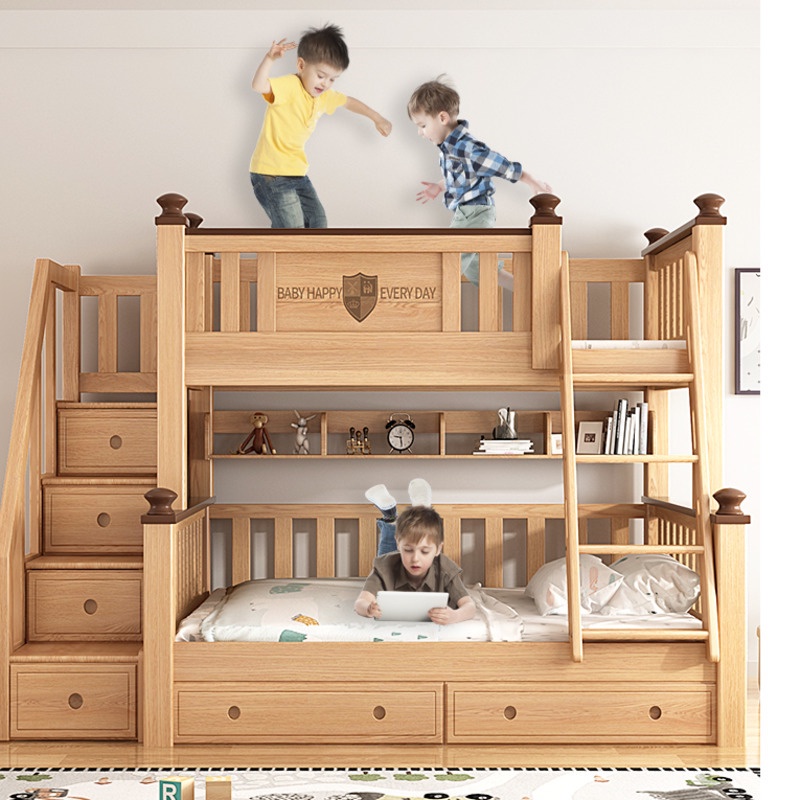 Children's Bed Full Solid Wood Upper and Lower Bed Children's Bed Beech