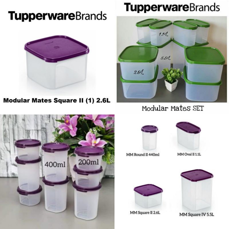 8 Sizes: Tupperware Modular Mates Rectangular 2.6L/ 1.1L/ 850ml/ 500ml ...
