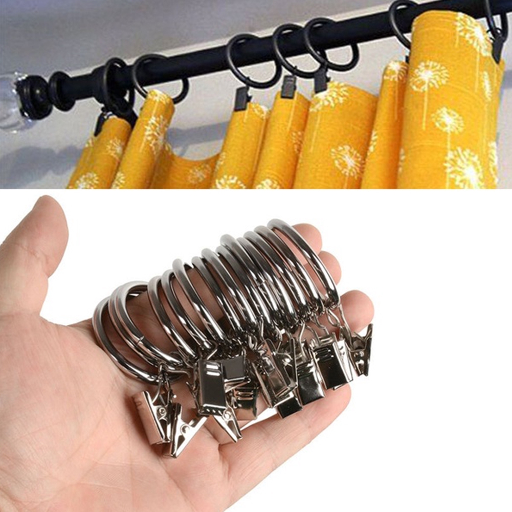 10Pcs Mini Stainless Steel Curtain Hook Metal Hanging Clips Silver