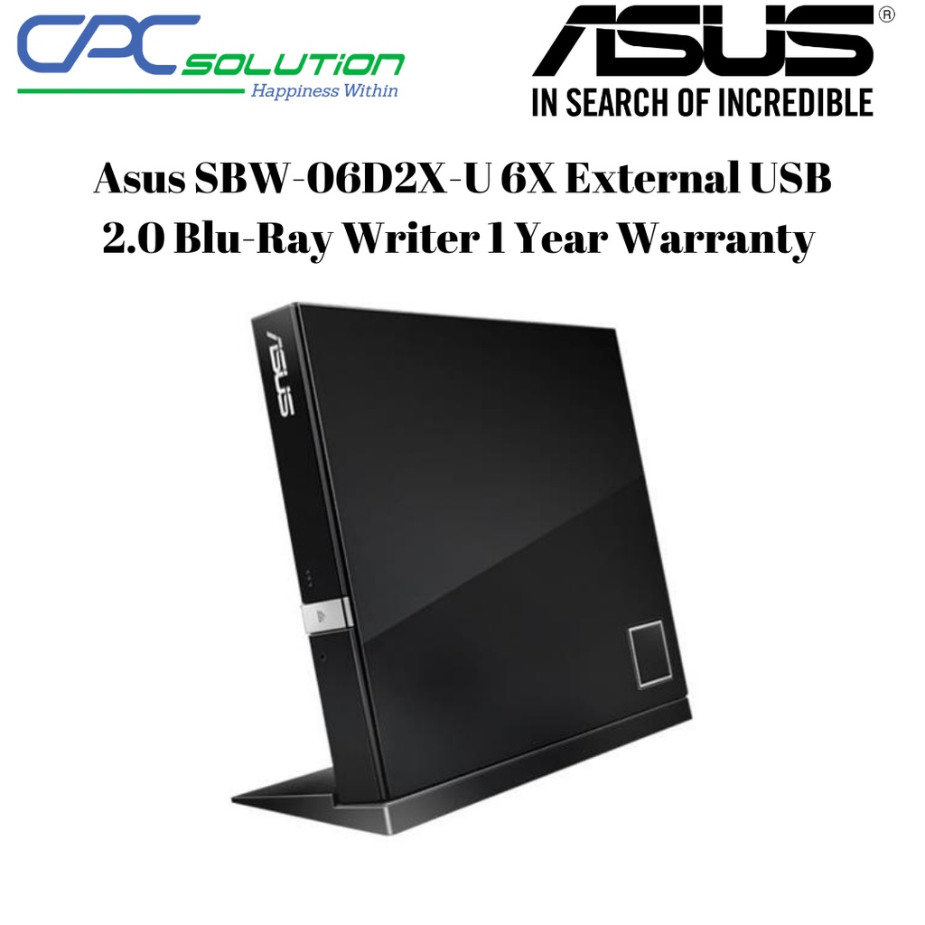 Asus SBW06D2XU 6X External USB 2.0 BluRay Writer 1 Year Warranty