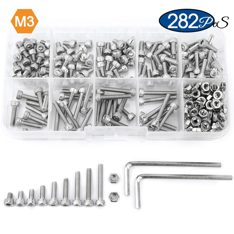 Nindejin Hex Socket Screw Set Cap Head Bolts Set Allen Head Screw Kit M2 M25 M3 M4 M5 M6 304 5775