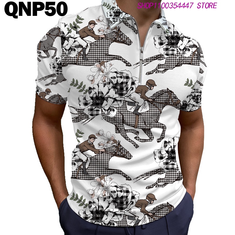Summer Men Casual Clothing Digital 3D Printing T-Shirt men Polo Polyester Mens Street Wear Zipper Short Sleeve Polo Shirts Tops