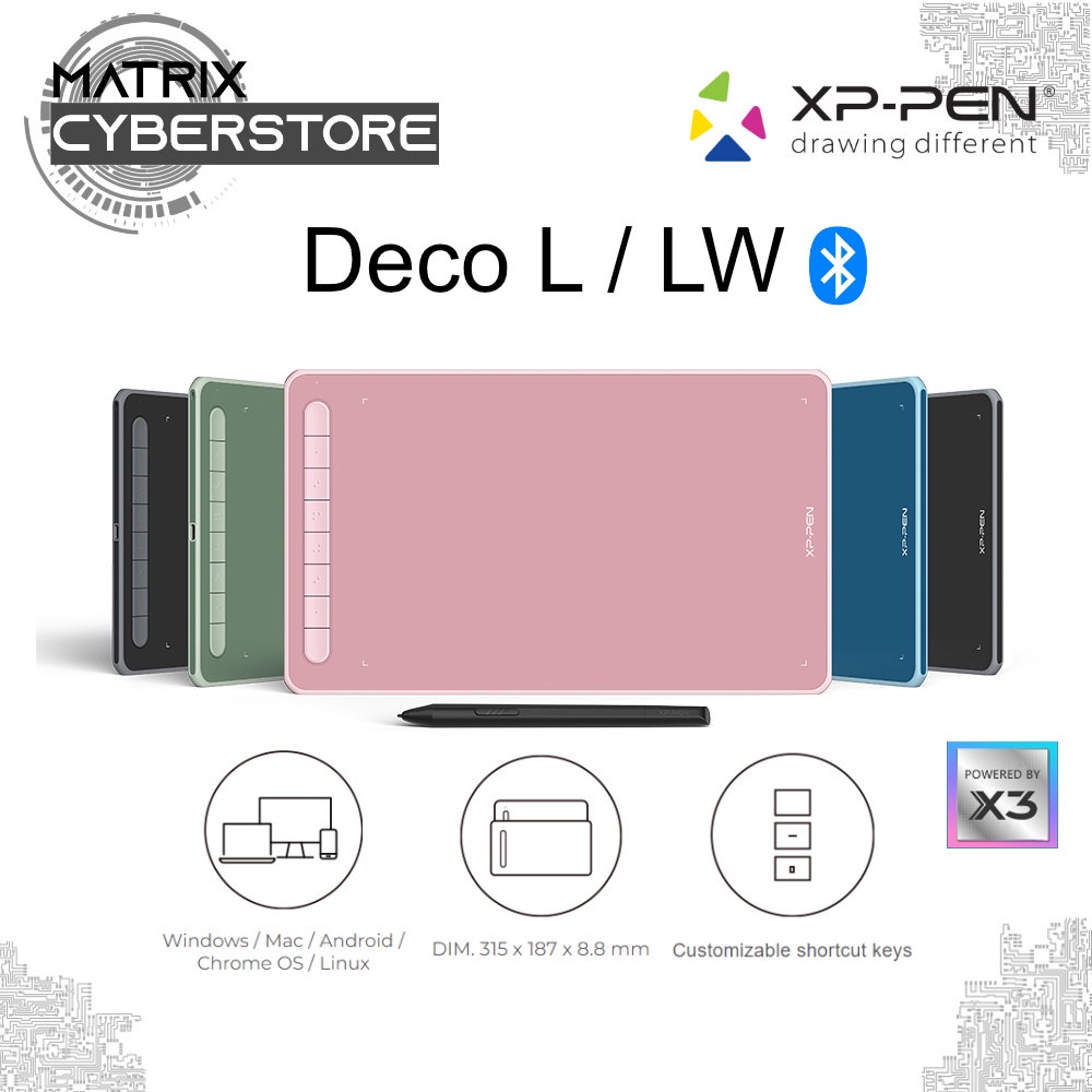 XP-PEN Deco L/LW Pink Digital Drawing Tablet - X3 Elite Stylus BT v 5.0 ...