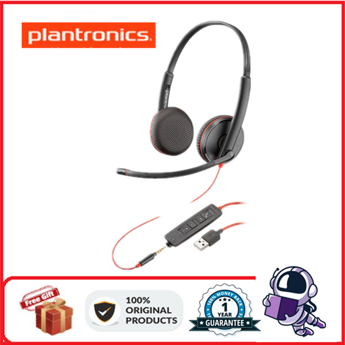 Poly Plantronics Blackwire C3225 USB Stereo Noise Cancelling Headset with Microphone Conference Phone Headset Shopee Singapore