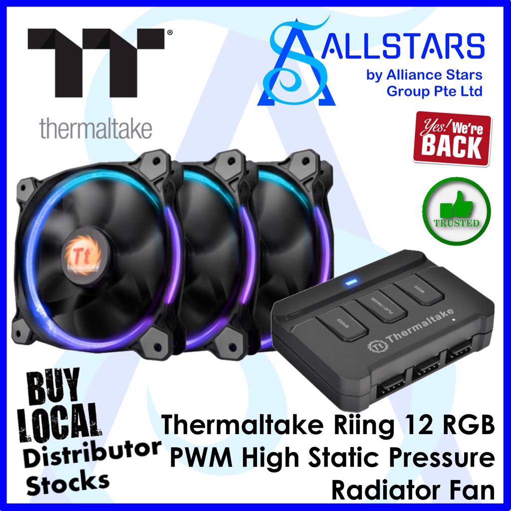 (ALLSTARS) Thermaltake 12 RGB (3Fans+1Controller) PWM High Static ...