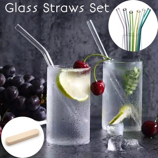 1 Piece 8 Inches Cute Round Head Pyrex Glass Straws Fruit Juice