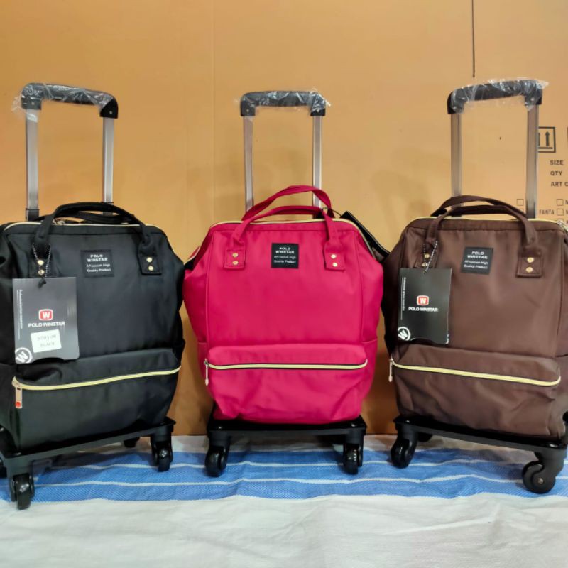 Trolly Bag Anello Polo Winstar Backpack 4 wheel Rotating Trolley Removable Shopee Singapore