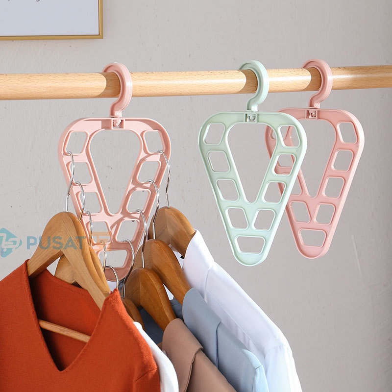 PUSAT17 MAGIC HANGER 9 IN 1 LOVE / GANTUNGAN BAJU AJAIB 9 LUBANG / GANTUNGAN BAJU 9IN1 / HANGER LEMARI GANTUNGAN SERBAGUNA - Gambar 2