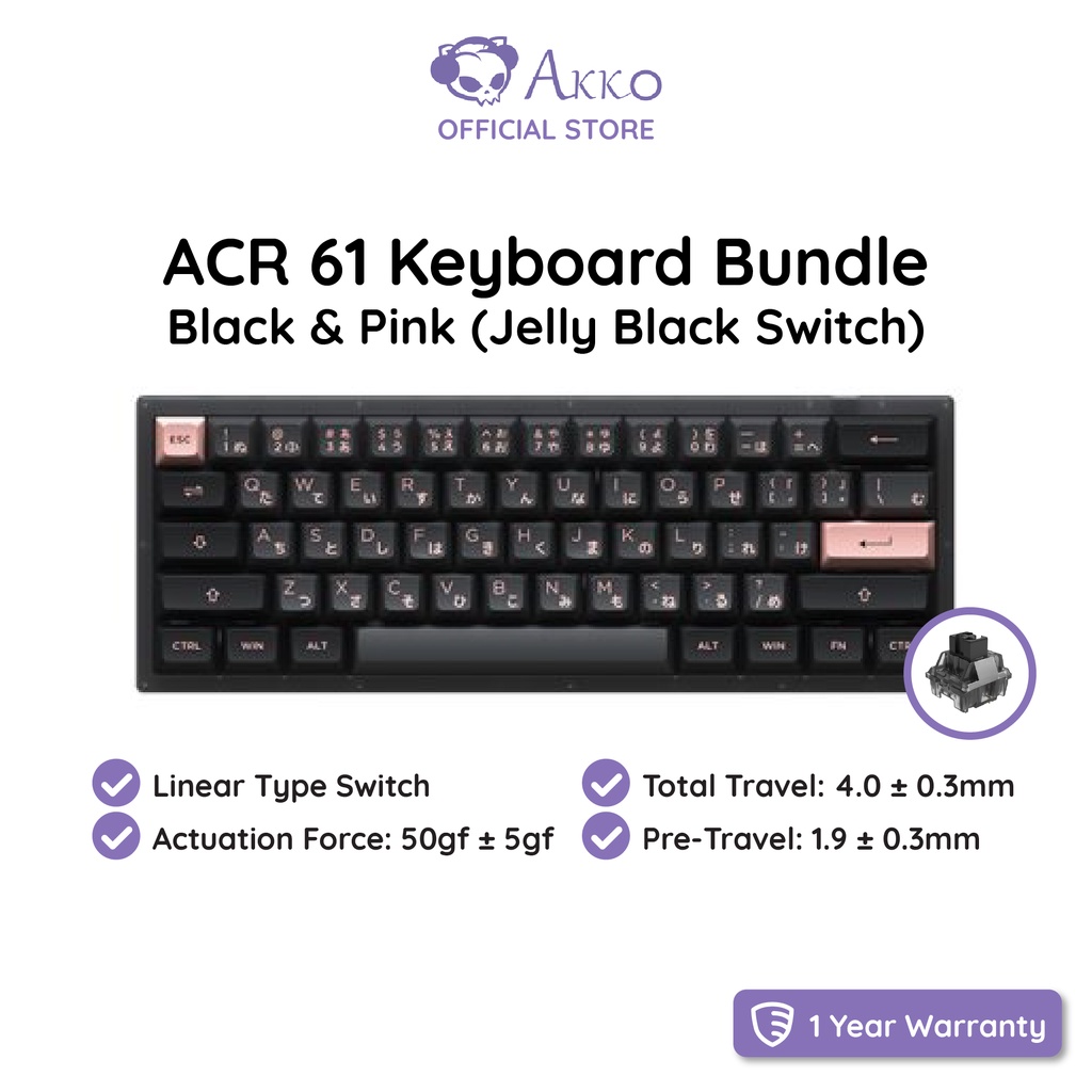 AKKO ACR 61 Key RGB-Backlight Wired Mechanical Keyboard, Hot-Swappable,  Matching Coiled Cable in a Bundle (4 Colors)