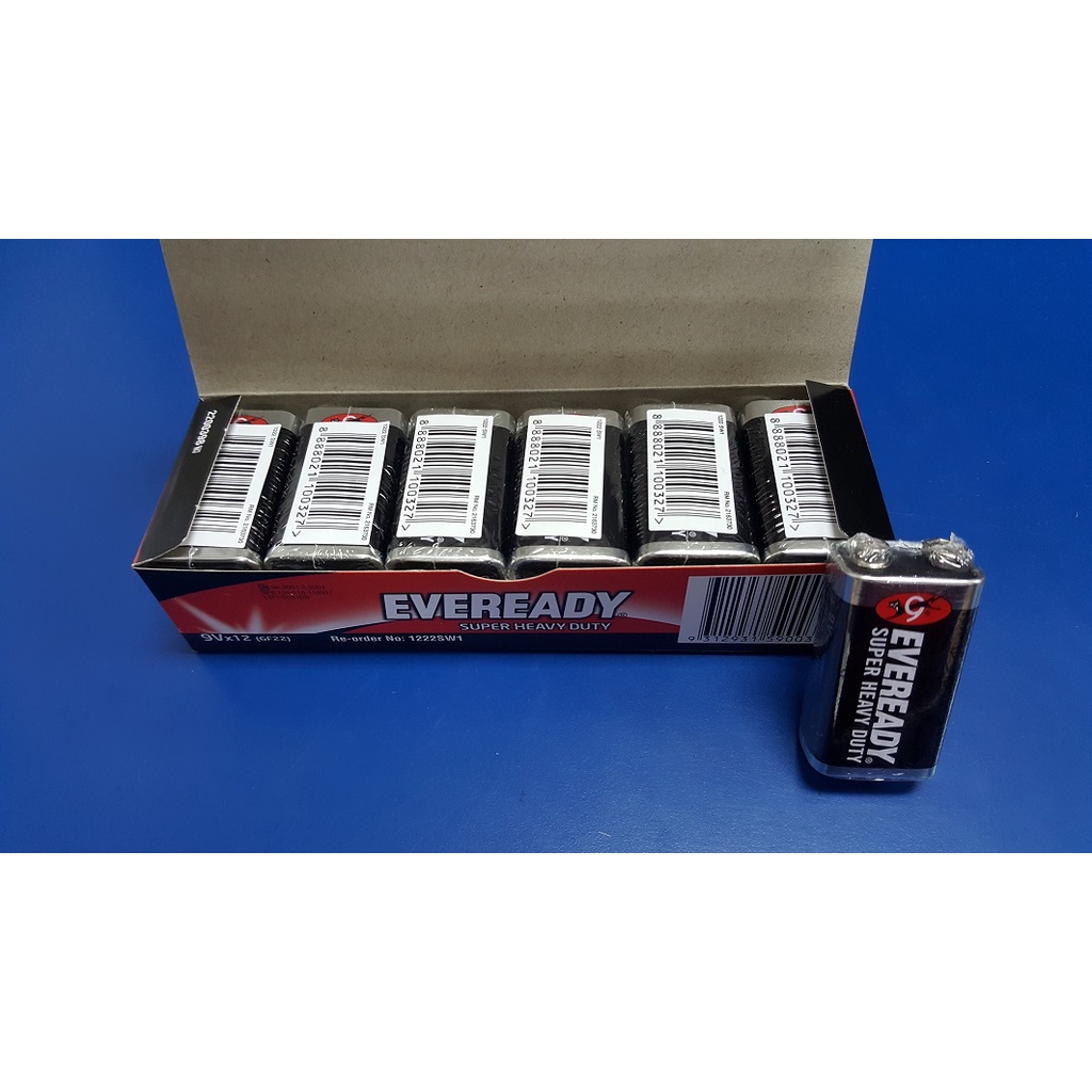 Eveready 9v Super Heavy Duty Battery 1 Box 12pcs Shopee Singapore