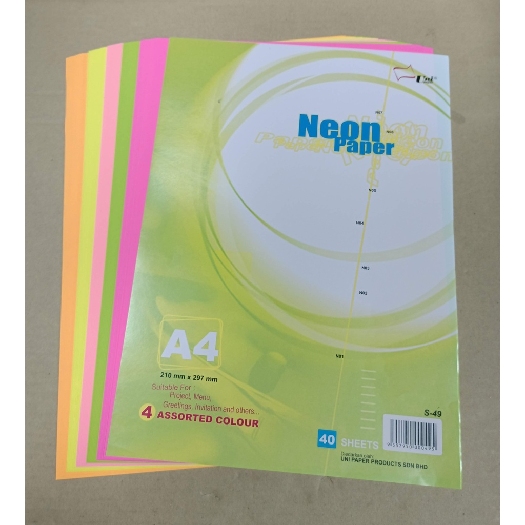 A4 Neon Construction Creative Project Paper, 40 sheets, 80gsm, for ...