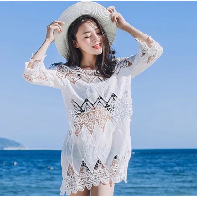 Beach gown / jacket (white) | Shopee Singapore