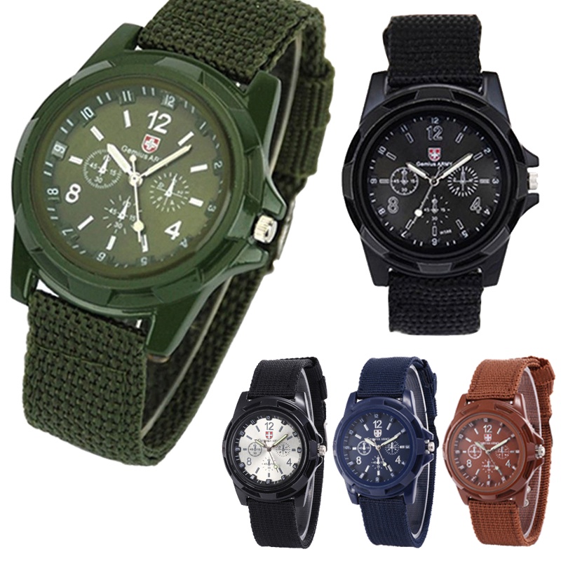 【5 Colors】Fashion Military Army Men's Watch Quartz Analog Clock Sports ...