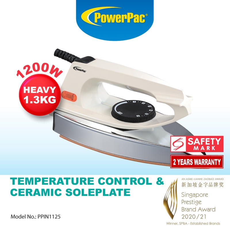 PowerPac Heavy Dry Iron with Temperature control 1.3KG (PPIN1125 ...