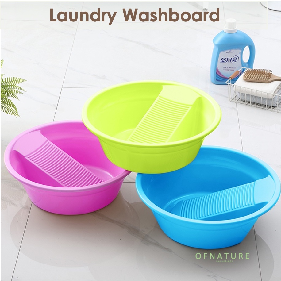 OFNATURE Laundry Tub Basin with Washboard Hand Wash Board Shopee