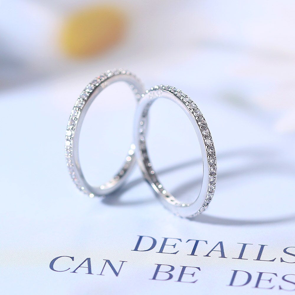 Delicate Thin Microscope Round Finger Rings For Women Female Promise Engagement Women's Ring Silver Color Zircon Jewelry R638