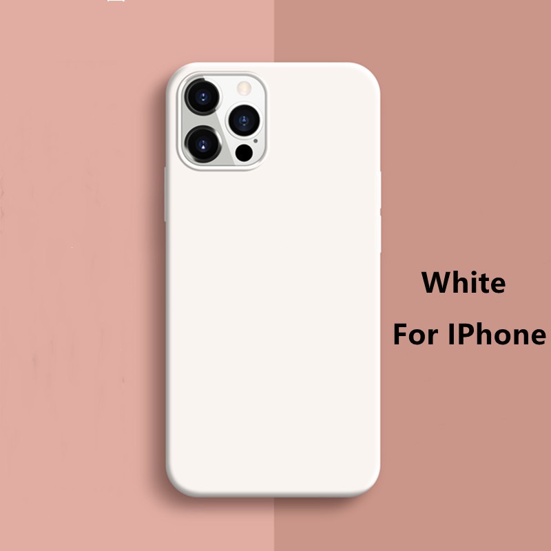 Coque de téléphone en Silicone Souple avec Logo Trou pour iPhone 14 13 12 11 Pro Max X XR XS Max 7 8 Plus SE 2 Couverture de Couleur Bonbon contrastée, Noir