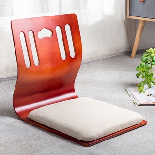 Solid Wood Short Chair Backrest Small Stool Bay Window Tatami Waist Support  Cushion Bed Chair Washitsu Chairs Legless Chair