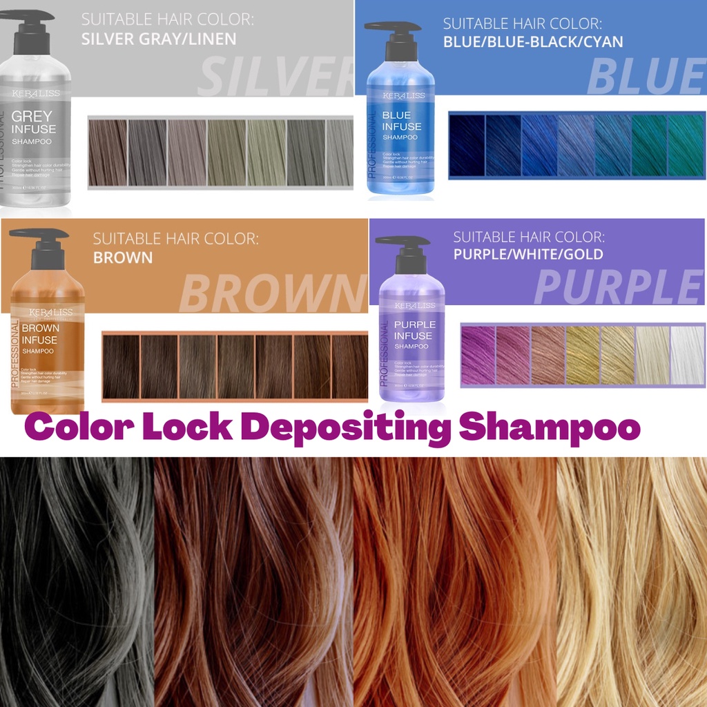 Keraliss Colour Lock Depositing Shampoo | Protect Hair Colour & Silver ...