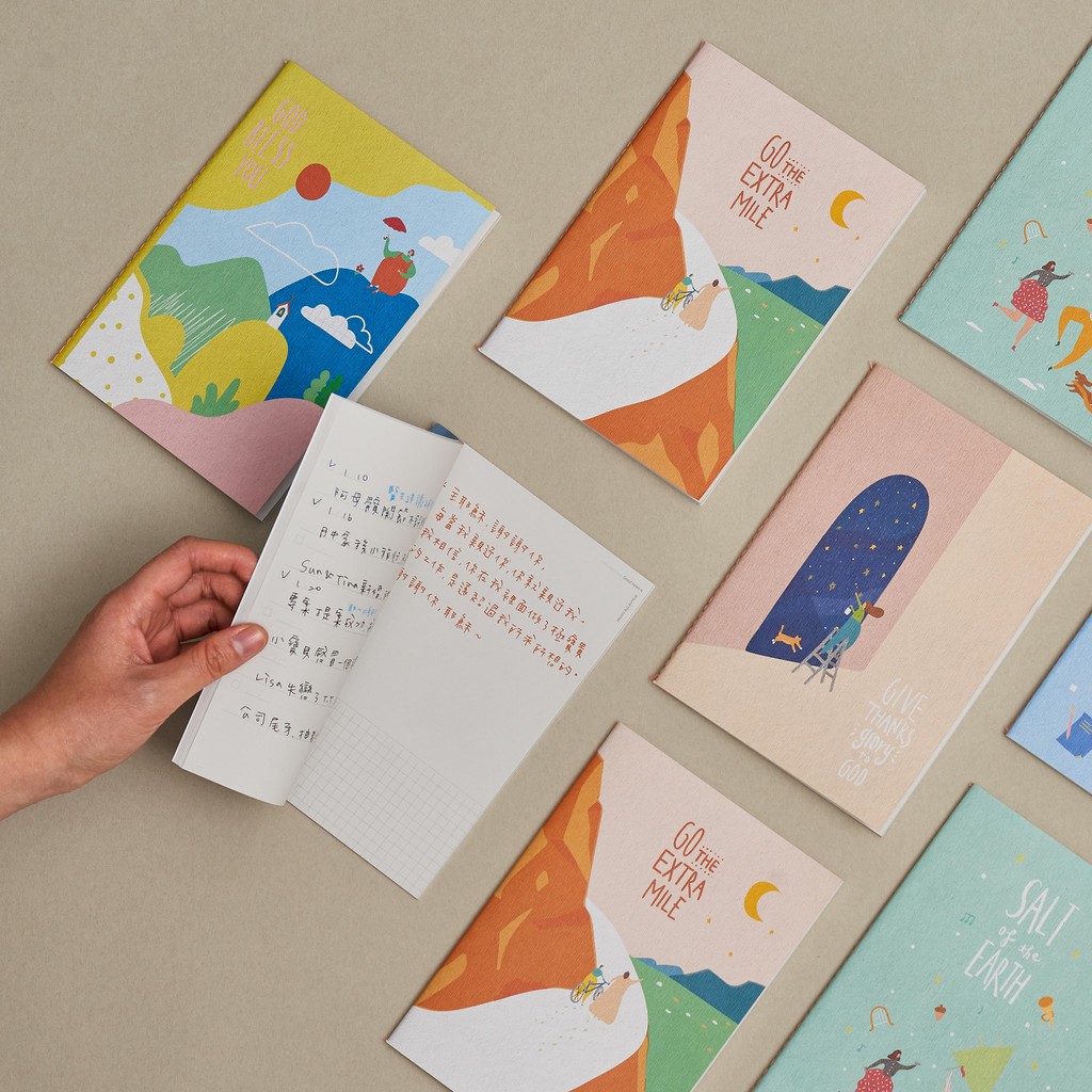 Sunngift Hand-Painted Colorful Notebook Total 4 Types Horizontal Strip ...