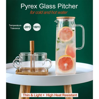 1.1L Kitchen Slim Glass Fridge Door Pitcher Water Milk Juice Water Jug & Lid