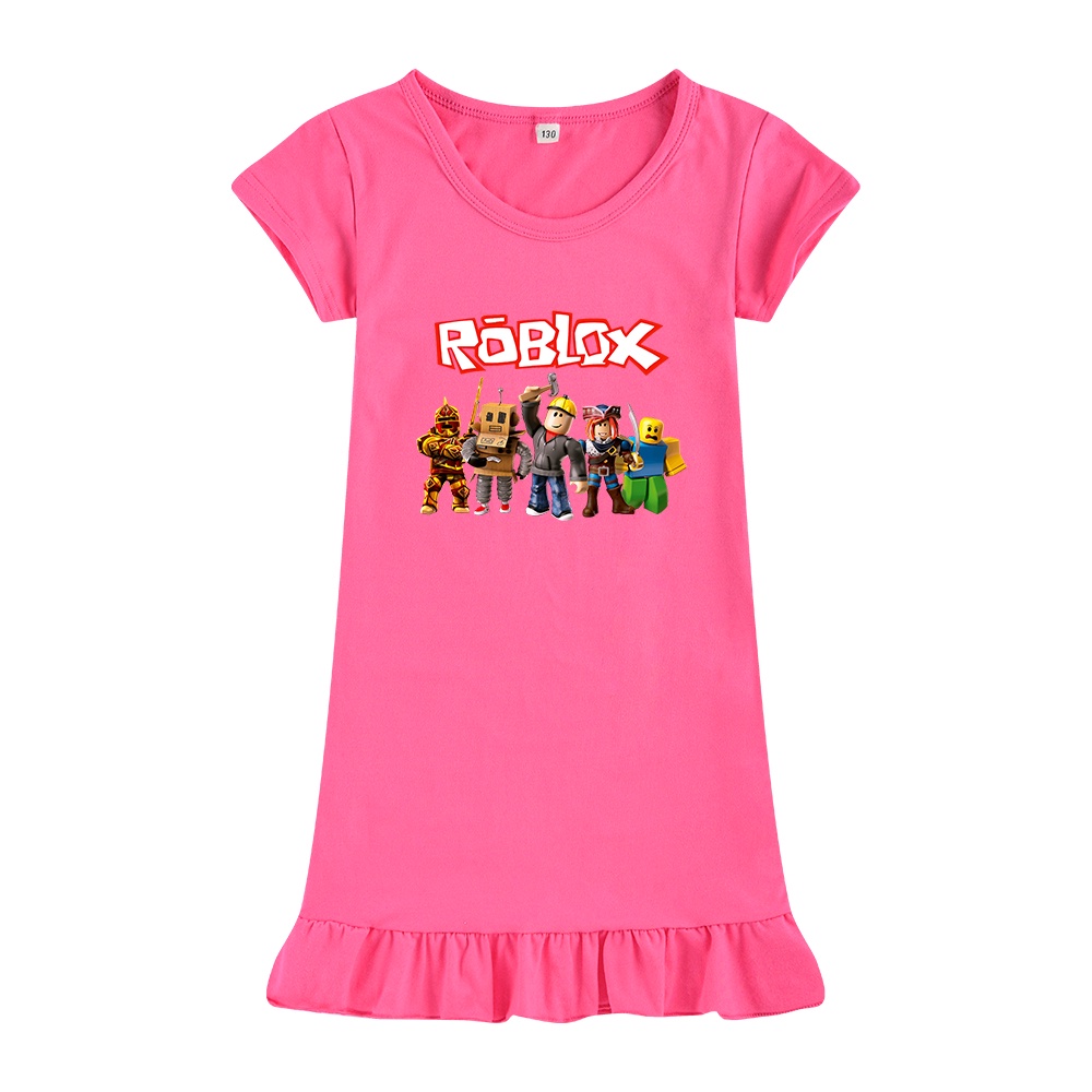 Roblox Game Casual Cartoon Print Dress for Kids / Short Sleeve Girl ...