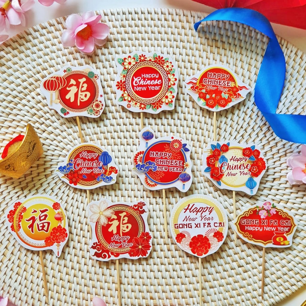 Chinese New Year Wreath Cake Topper 2 (10pcs) | Shopee Singapore
