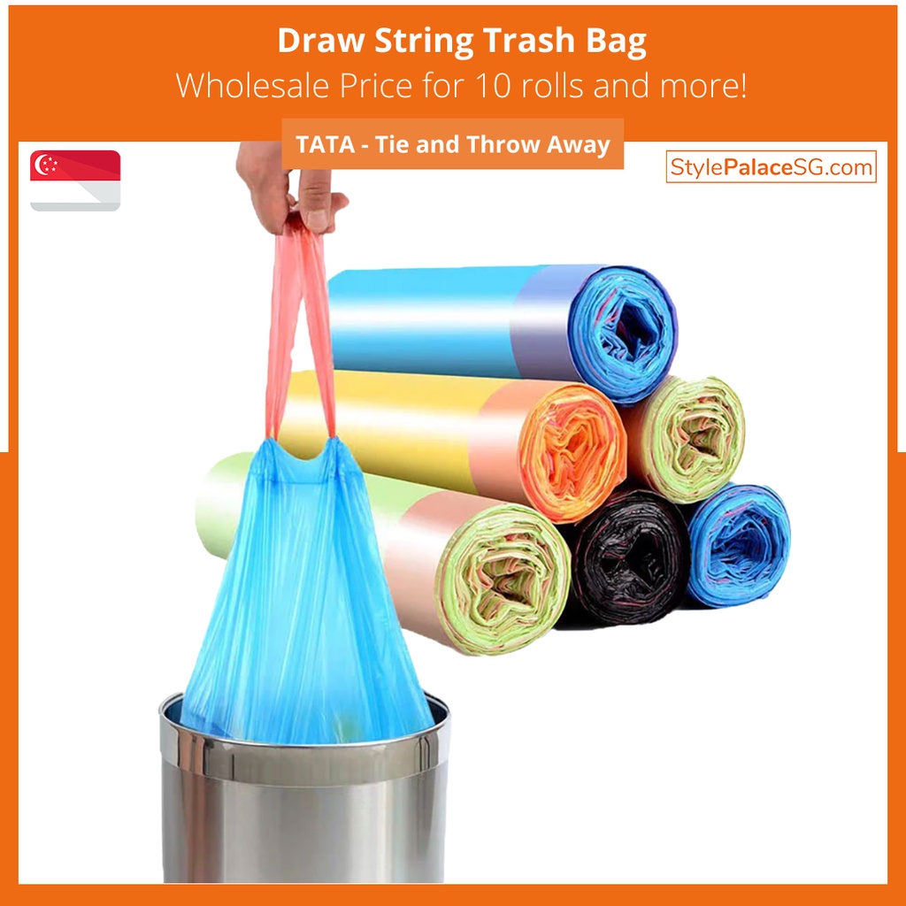 SG Drawstring Trash Bag / Garbage Bag / Rubbish Bag / Plastic Bag (Singapore Seller) Shopee