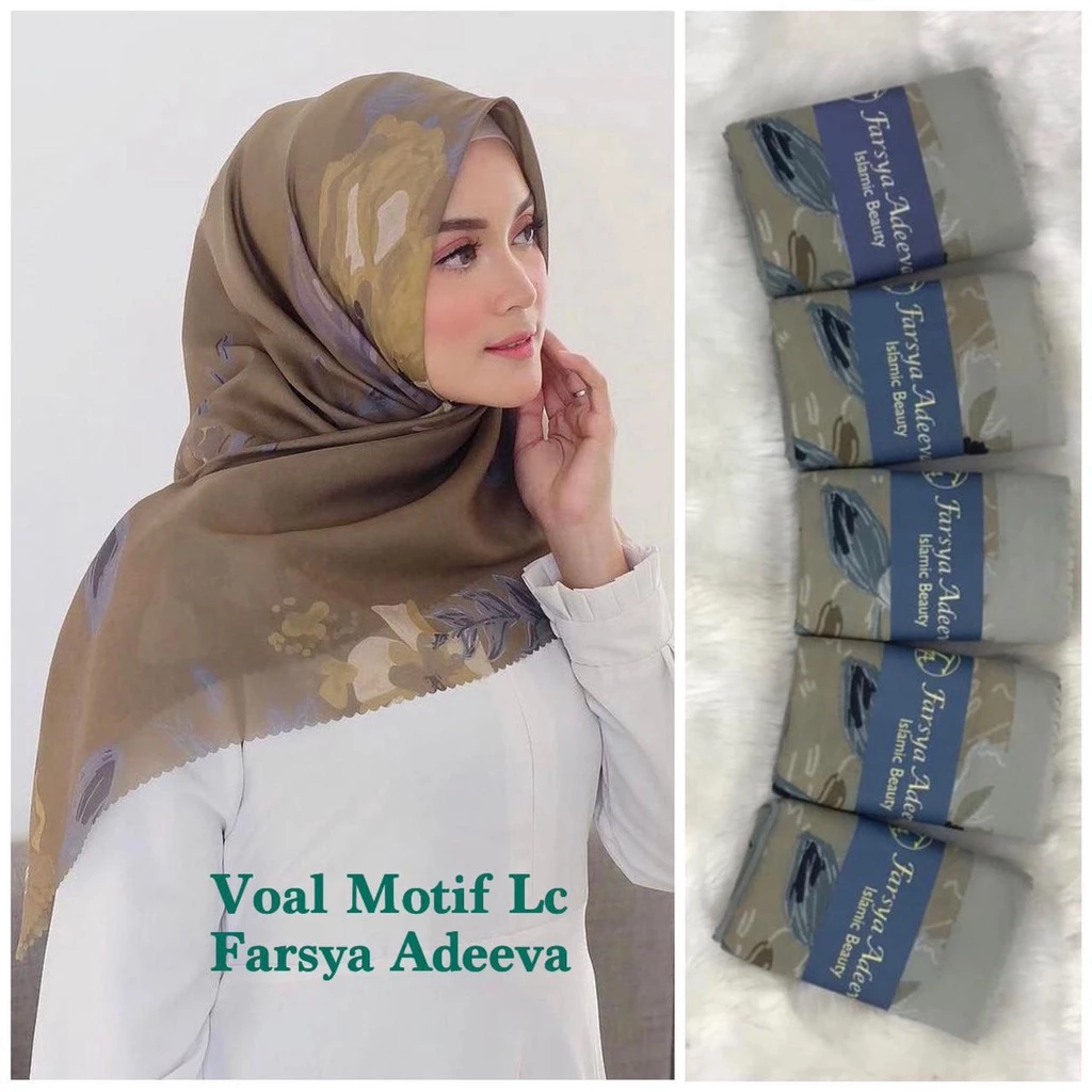 Hijab Segi 4 Voal / Hijab Segi Empat Premium / Voal Motif Printing Denay - Gambar 3