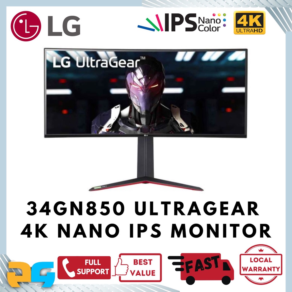 LG 34GN850 UltraGear 4K QHD Nano IPS Ultrawide Curved Gaming Monitor ...
