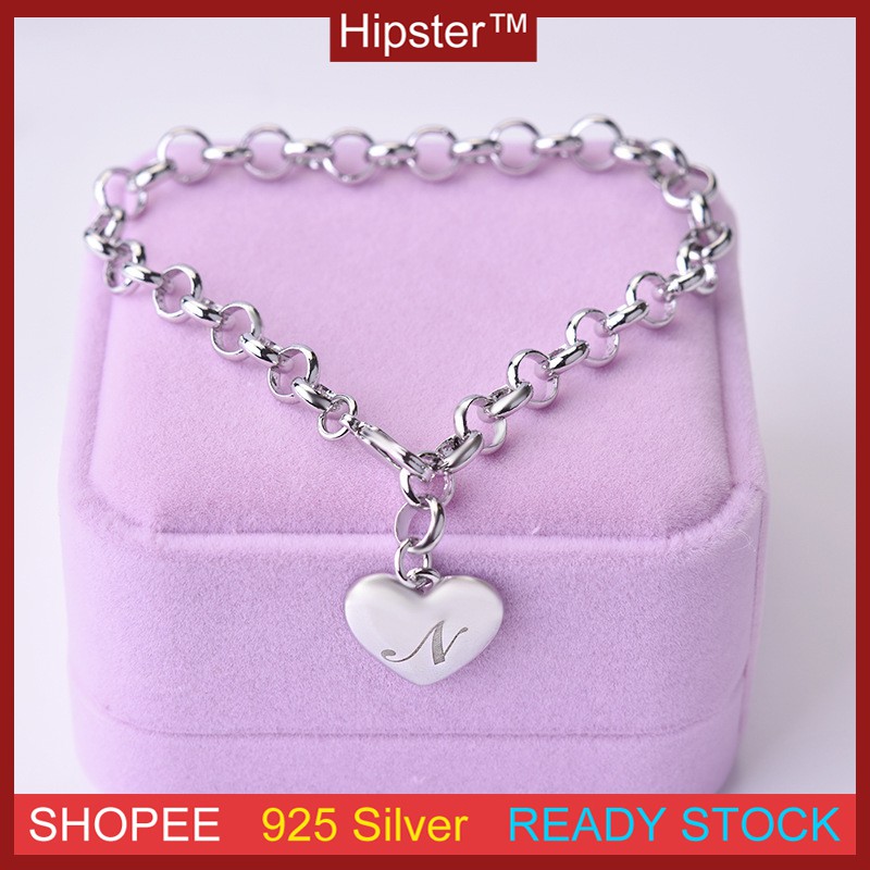 925 Silver Bracelet Love Pendant 26 English Letter Bracelet Jewelry Woman