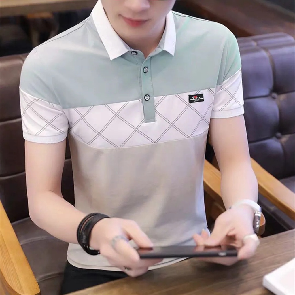 High Quality Men's Polo Shirts Cotton Short Sleeved T shirt Korean Lapel Trend Slim Fit Tops Plus Size Shirt Clothing Kemeja lelaki 3XL