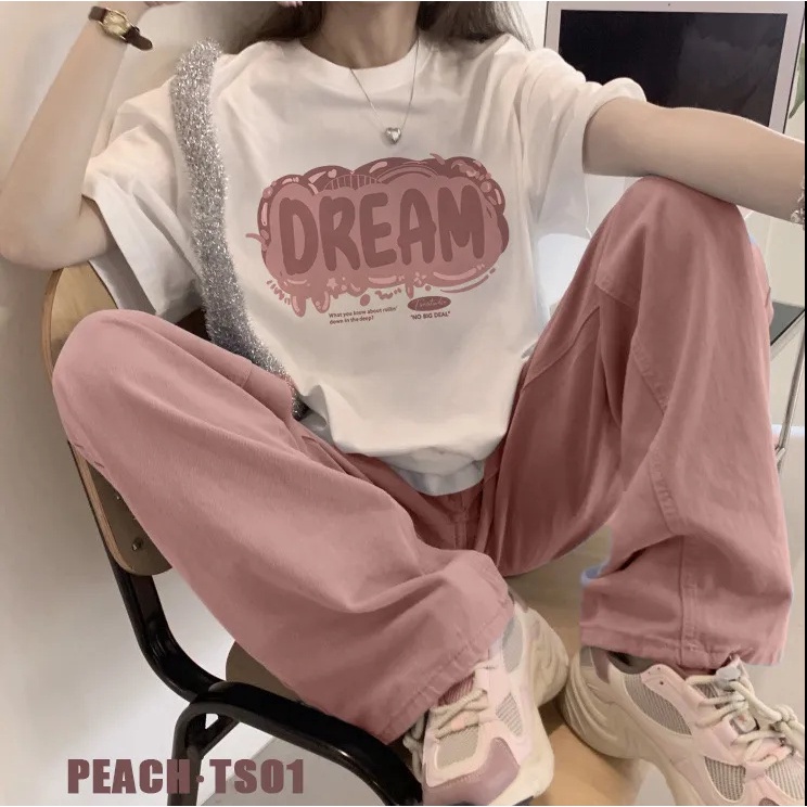 Korean Street Girls 100% Cotton Style Loose Fashion Clothing t shirt Women Casual Blouse Tees Oversize Neck Round Tops
