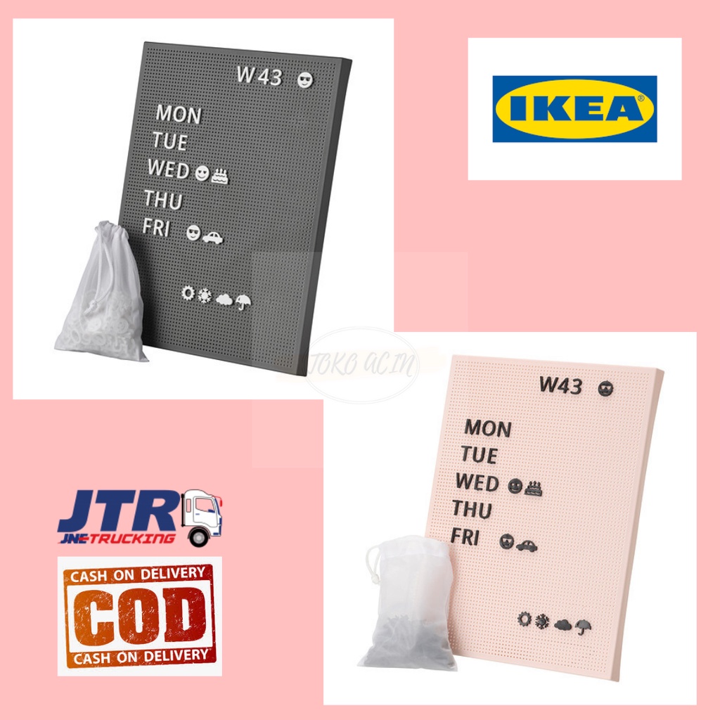 MERAH PUTIH Svensas Perforated Board With Letters, Pink, 30x40 cm, notes Board, White Board