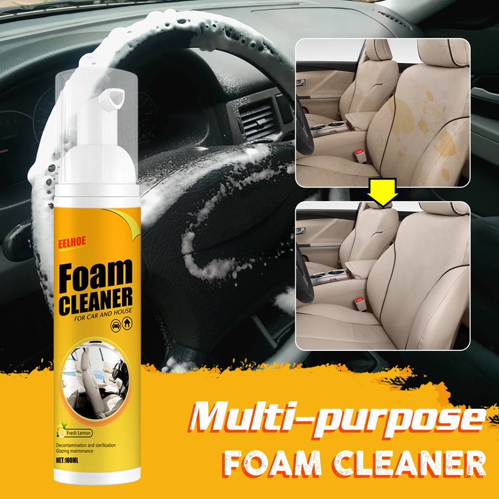 Multifunctional Car Foam Cleaner,All-Purpose Cleaner,Spray Foam Cleaner, Foam  Cleaner for Car and House Lemon Flavor, Strong Decontamination Cleaners  Spray for Kitchen and Car(120ml) 