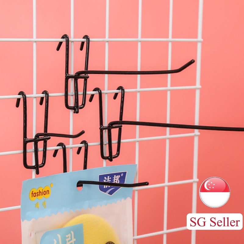 SG Stock Display Shelves Hook Rack Hook Wire Mesh Hook Grid Iron Wire  Retail Display Netting Ready Stock