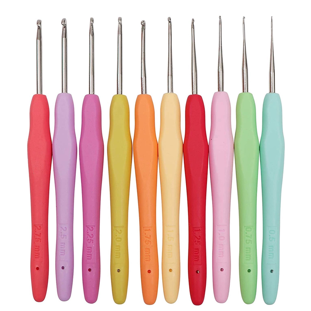 5Pcs Crochet Hook Set Rubber Handle Aluminum Knitting Needles 24mm