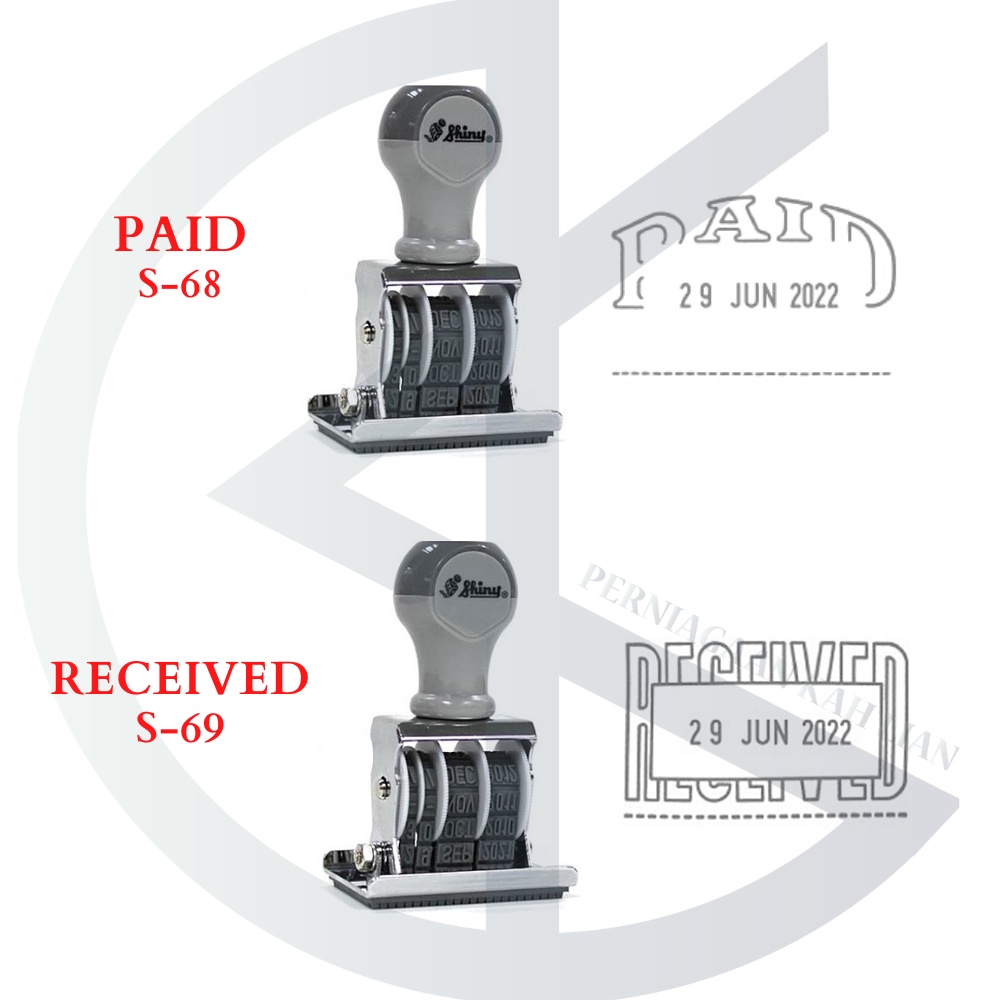 Shiny Date Stamp / Dater Stamp / Paid Received Adjustable Date Chop ...