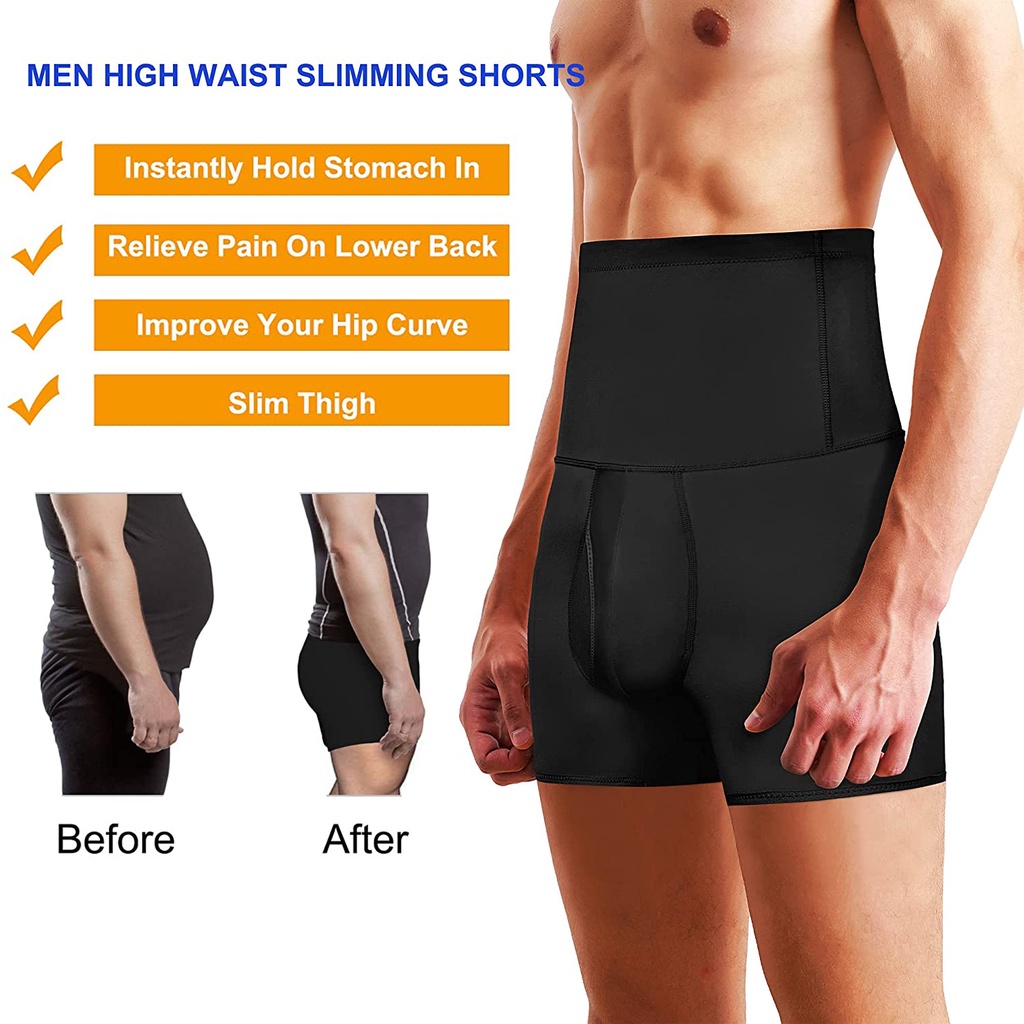 Men Shapewear Shorts Tummy Shaper High Waist Slimmer Control Belly