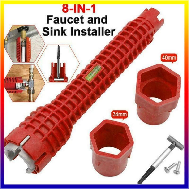 NEW Wrench 8 In 1 Faucet And Sink Installer Double Head Water Pipe