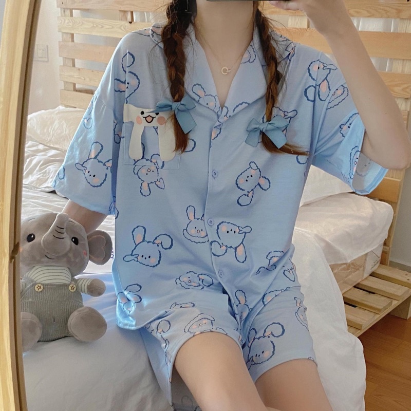 Blue Bear cotton Pajamas (cotton Pajamas) | Shopee Singapore