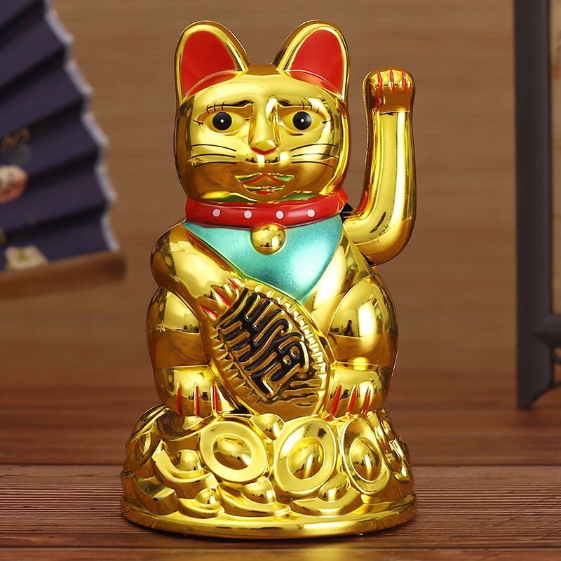 🧧SG～❤️12cm Plastic Waving Hand Fortune Cat 电池摇手招财猫