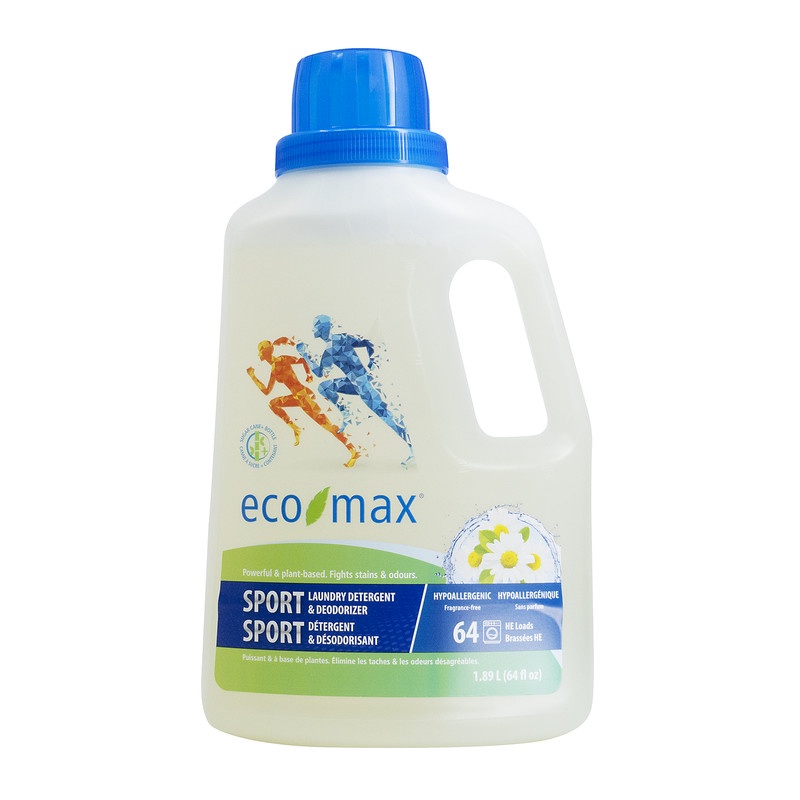 ECO-MAX Hypoallergenic Sport Laundry Detergent &amp; Deodorizer, 1.89L ...