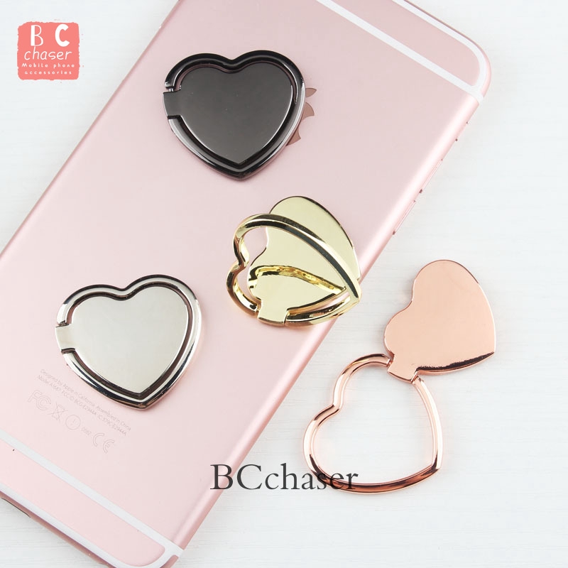 Mobile phone bracket simple heart-shaped ring buckle metal desktop bracket 360-degree rotating creative bracket