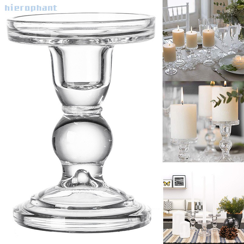 High Candlestick Transparent Glass Candle Holders Perfect Decoration