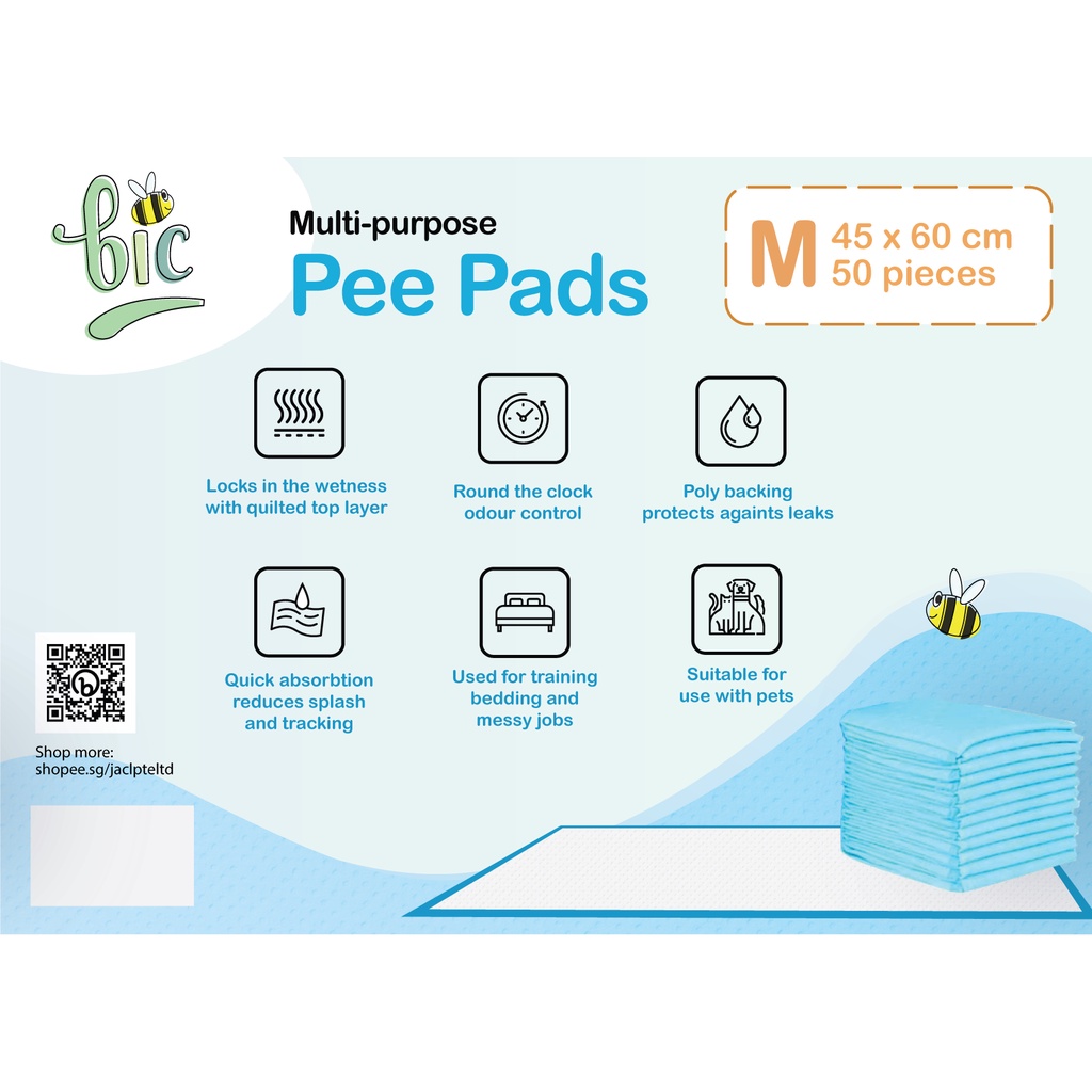 BIC ABSORBENT Pet Training Pads Disposable Pee Pad Diaper for Dogs