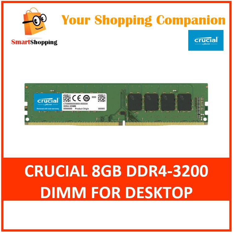 Crucial 8GB DDR4 3200MHz CL22 1.2V Non-ECC DIMM Desktop (CT8G4DFS832A ...